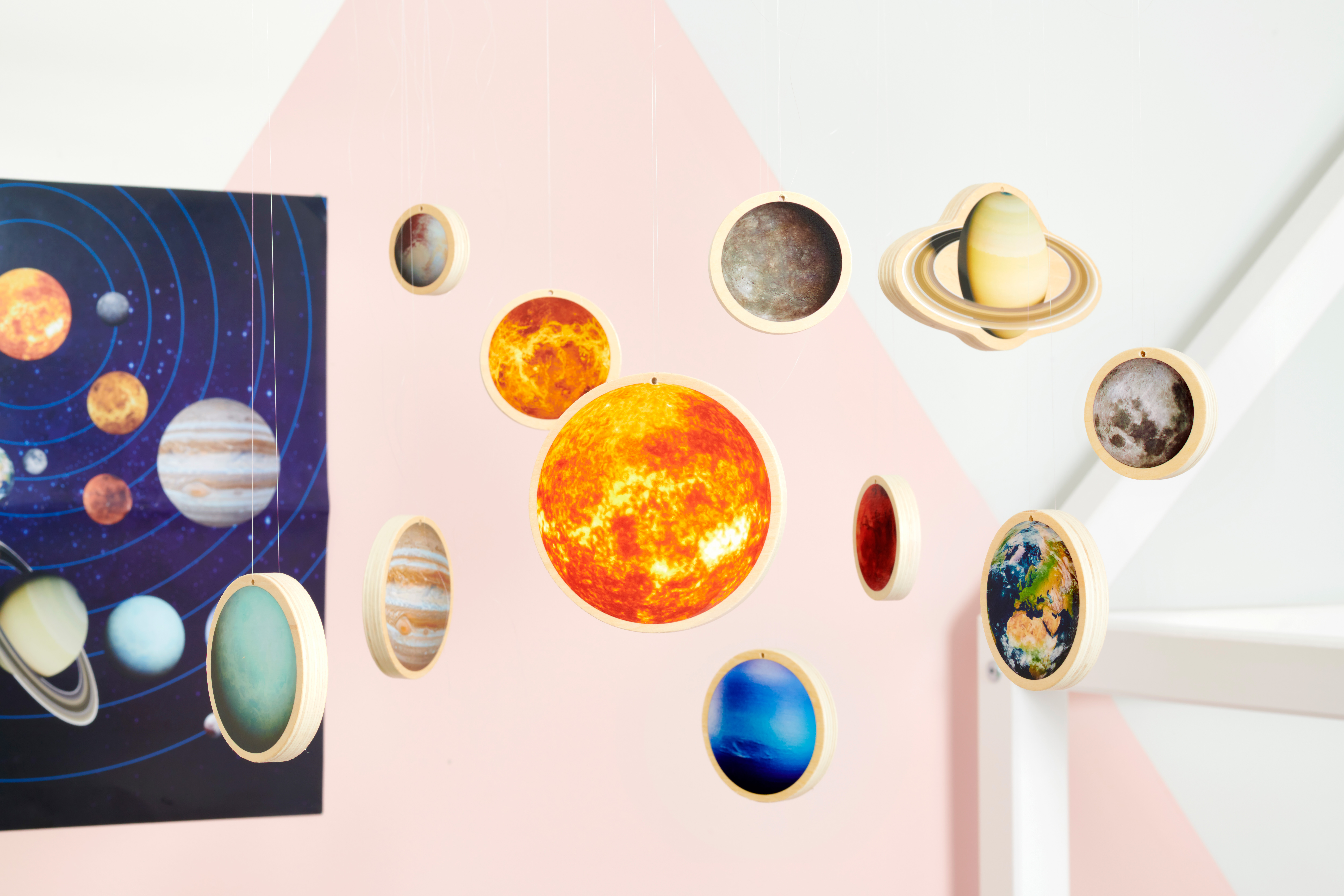 Planeten-Mobile Mobile aus Sonnensystem Scheiben aus Holz