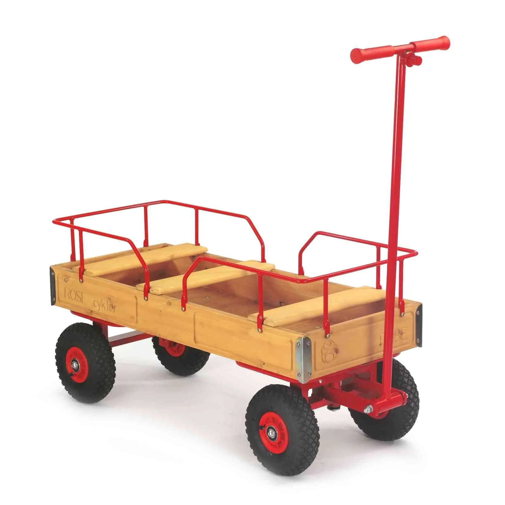 Wagen mit 3 Sitzplätzen und Ballonreifen | ROSE Bollerwagen_R6096_