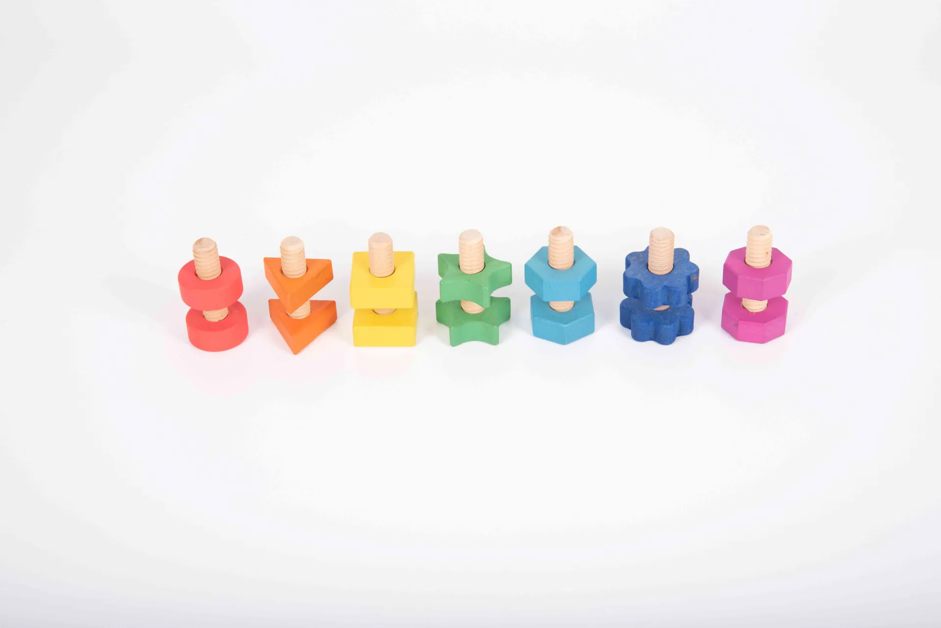 Regenbogen Holzmuttern & Schrauben 2er Set | Schraubenspiel | Dragon Toys_35150-2_