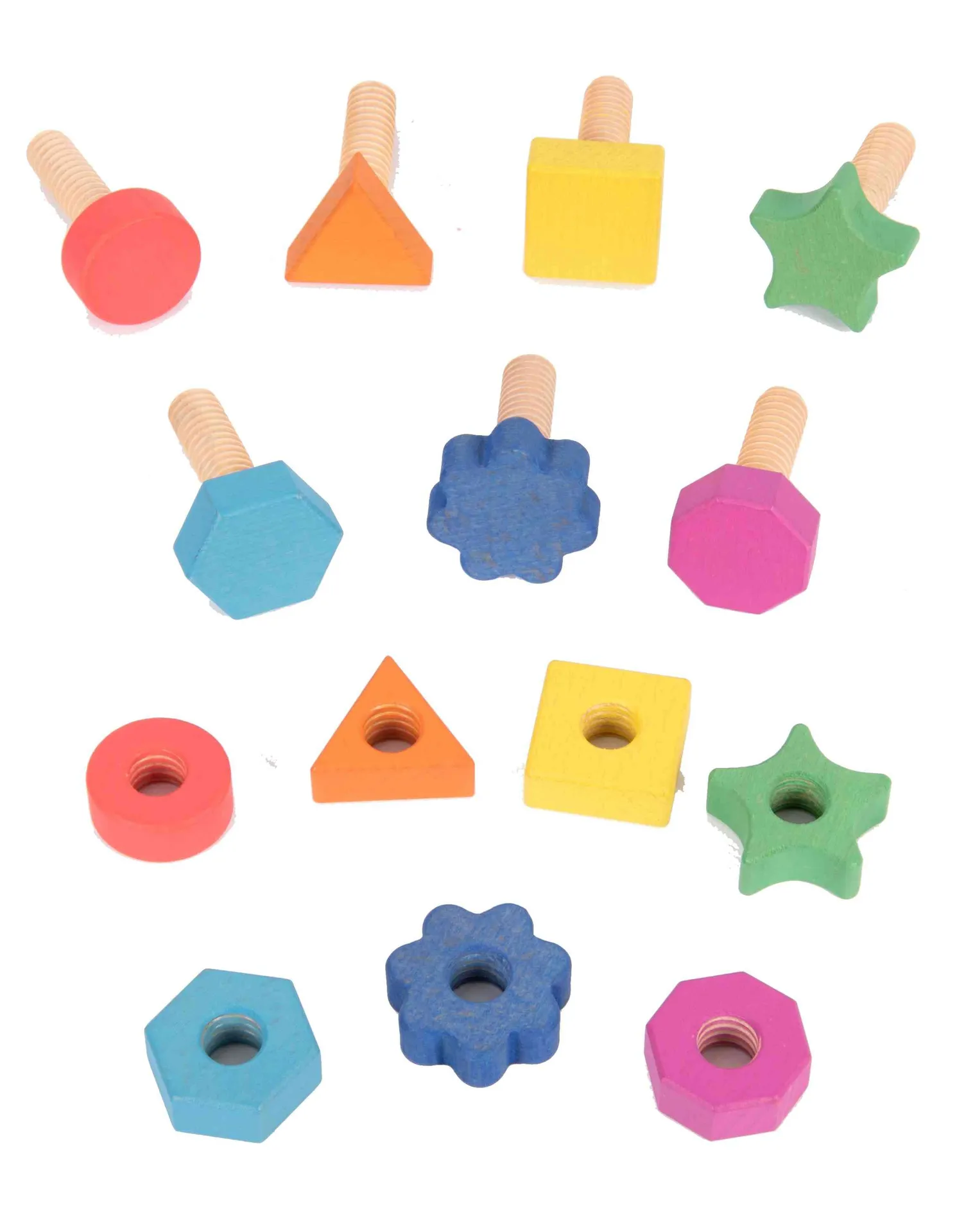 Regenbogen Holzmuttern & Schrauben 2er Set | Schraubenspiel | Dragon Toys_35150-2_
