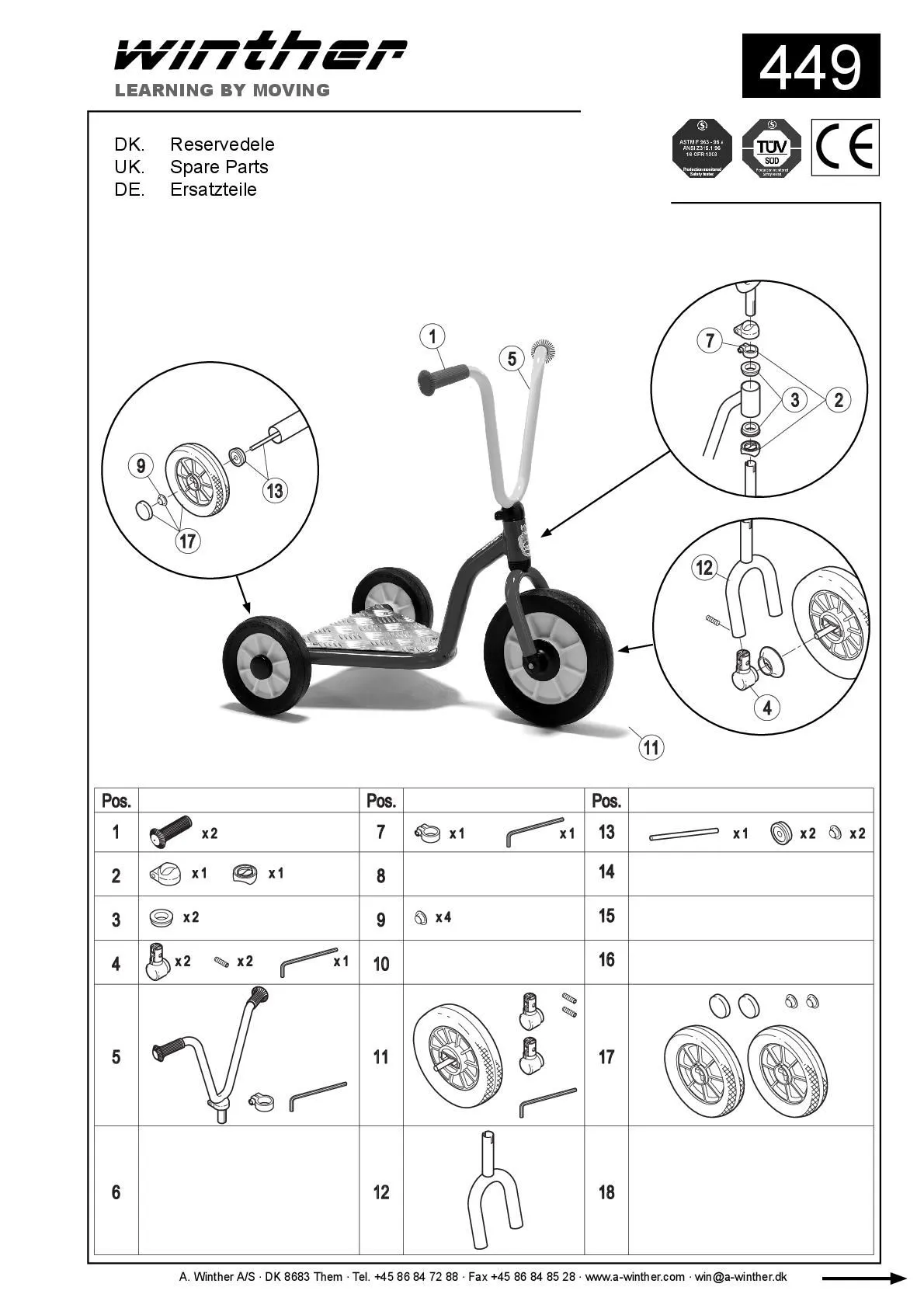 8600449-001 MINI Dreirad Roller | Winther Dreirad Roller