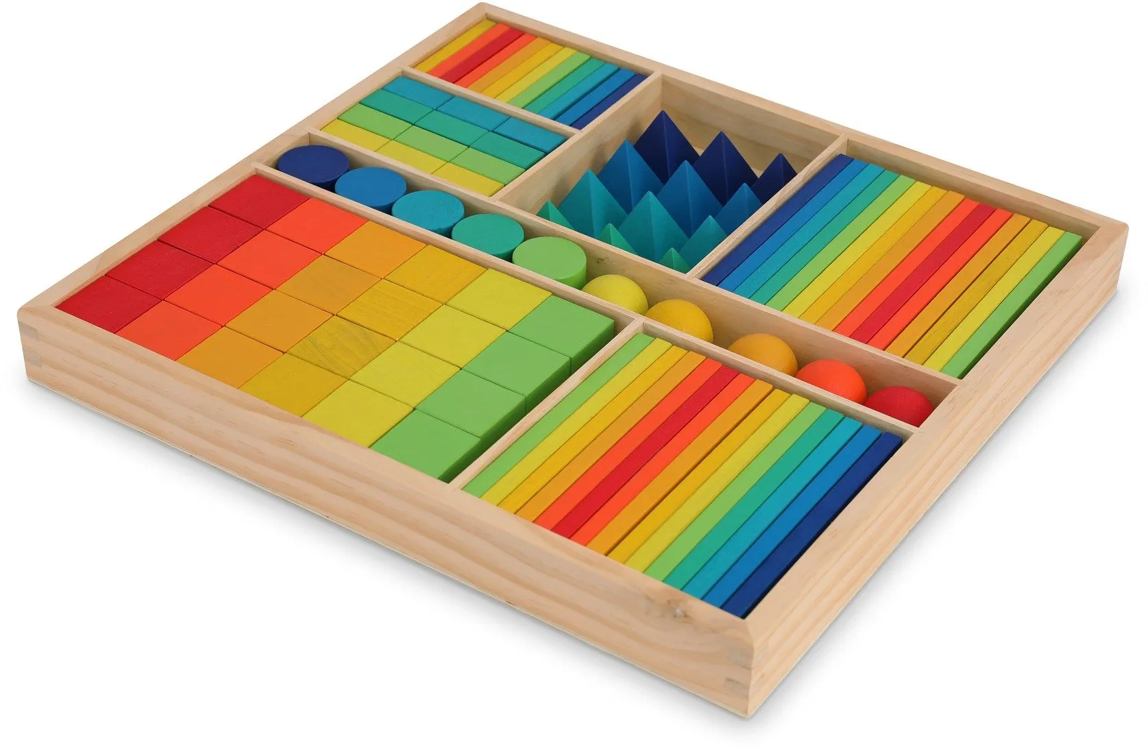 Montessori Holzbaustein-Set Regenbogen 100 teilig_35225 - Regenbogen_