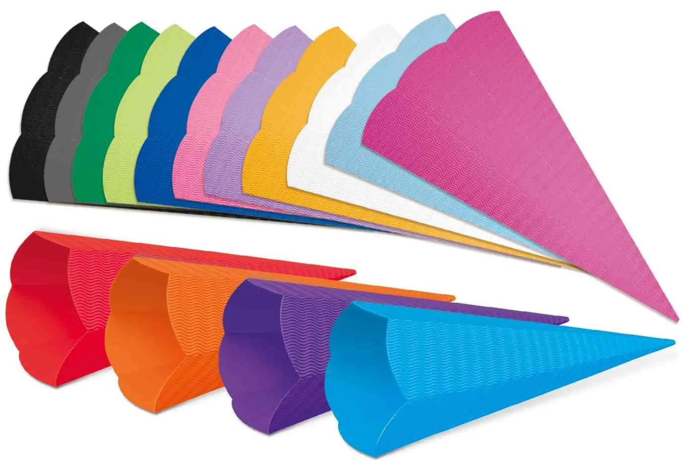 3D-Colorwellpappe-Schultüten, 5 Stück | Schultüten Rohling | Dragon Toys_U98400_