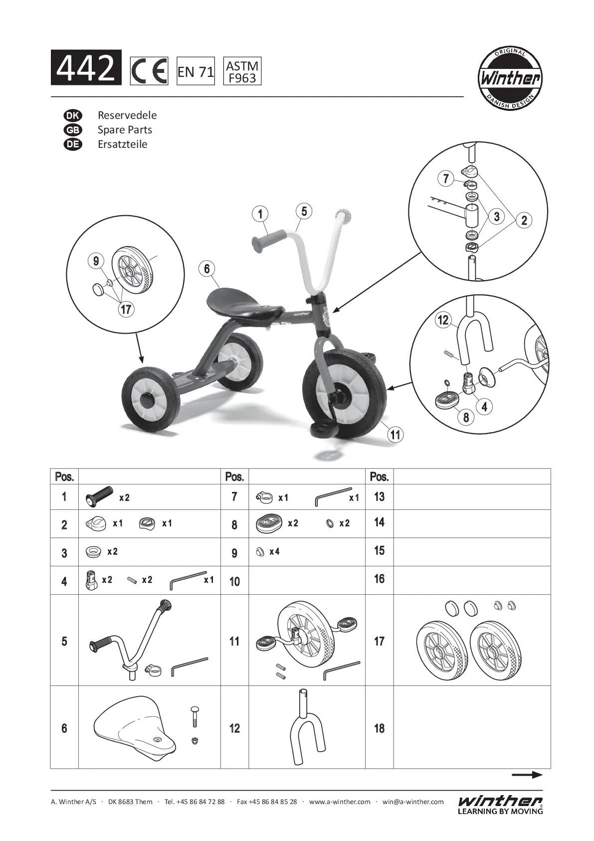 8600442-001 MINI Krippendreirad mit Steg | Winther Dreirad