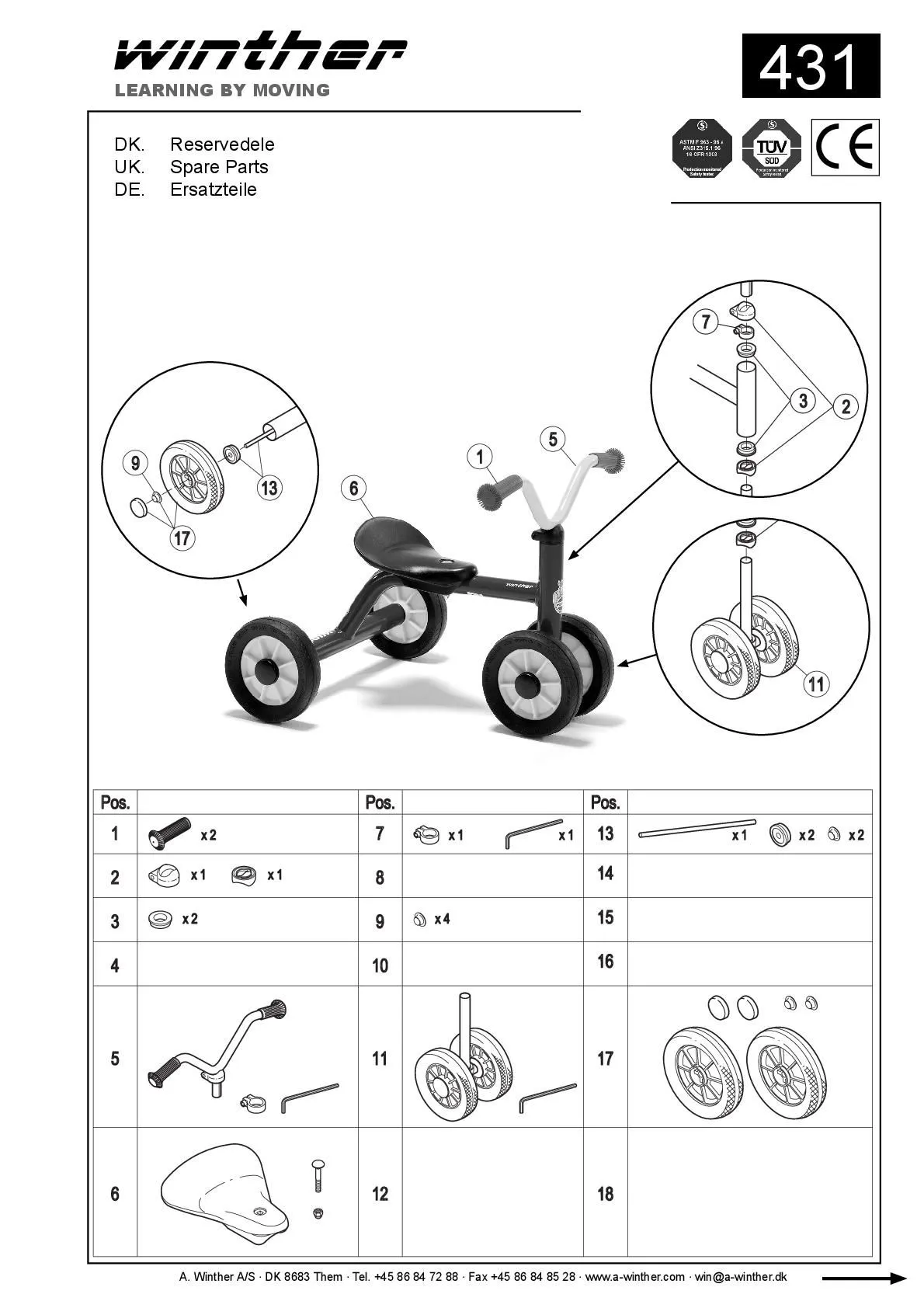 8600431-001 MINI Rutschdreirad | Winther Rutschdreirad