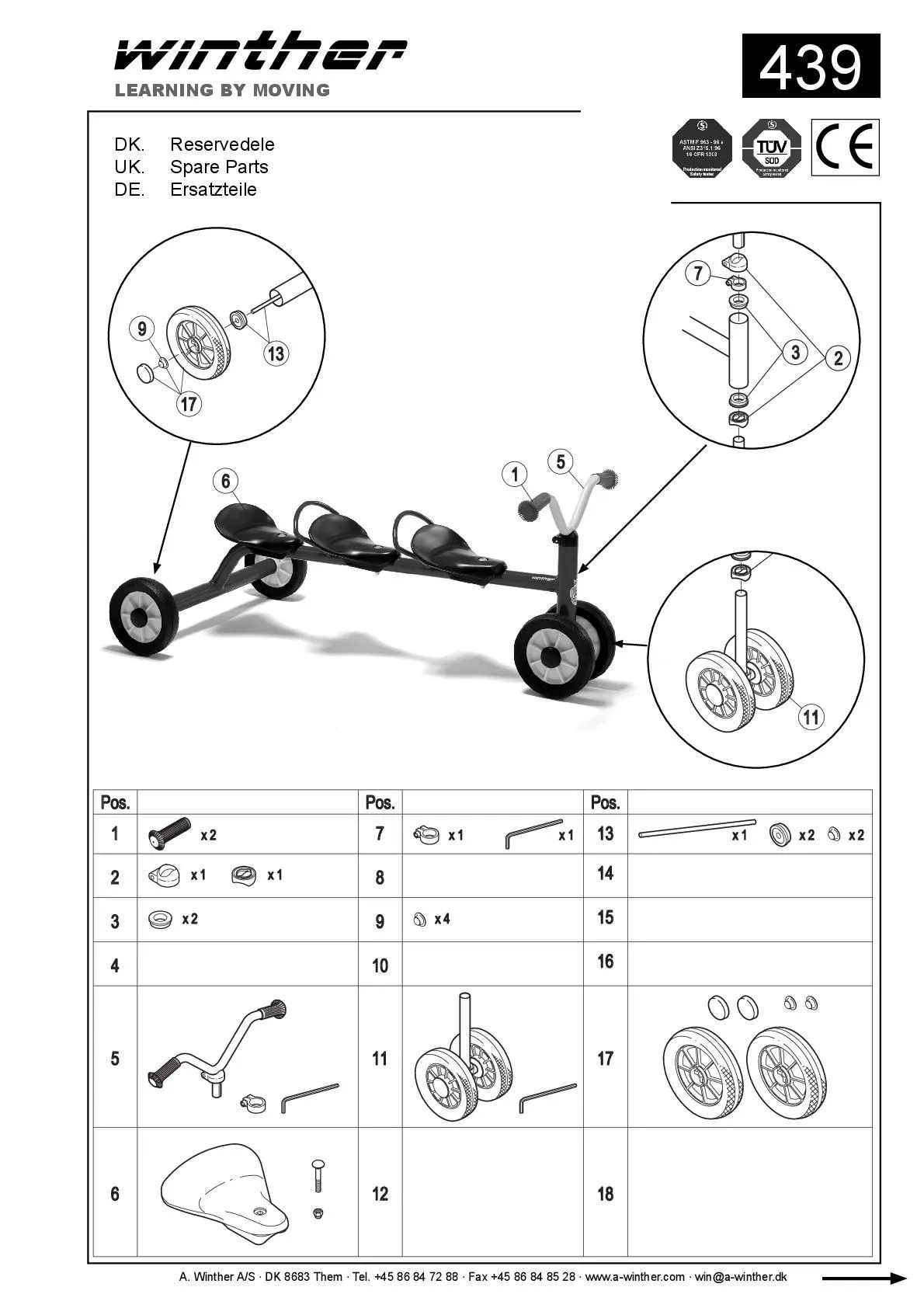 MINI Rutsch Dreirad | Winther Dreifachrutsch Taxi_00439V_
