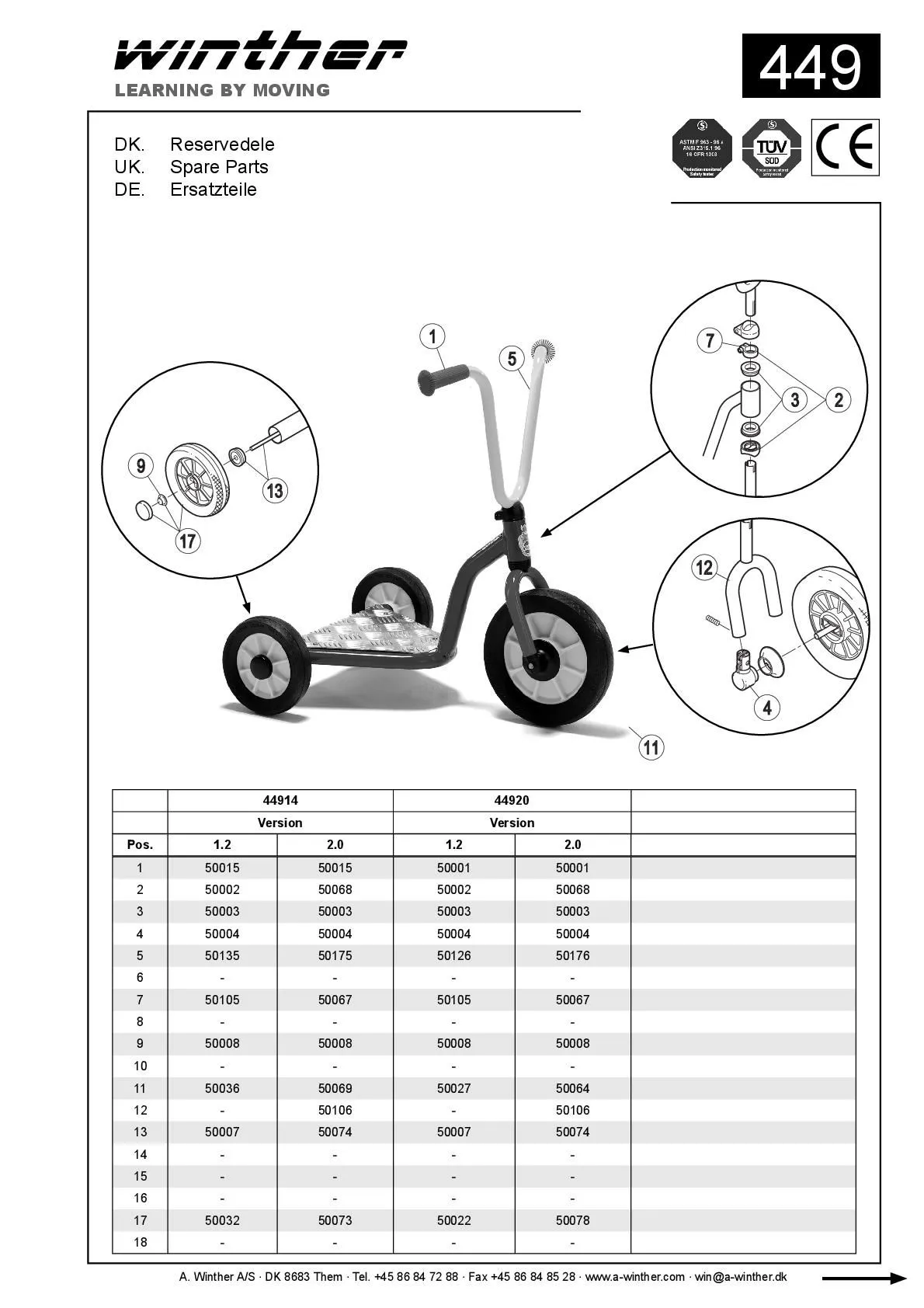 8600449-002 MINI Dreirad Roller | Winther Dreirad Roller