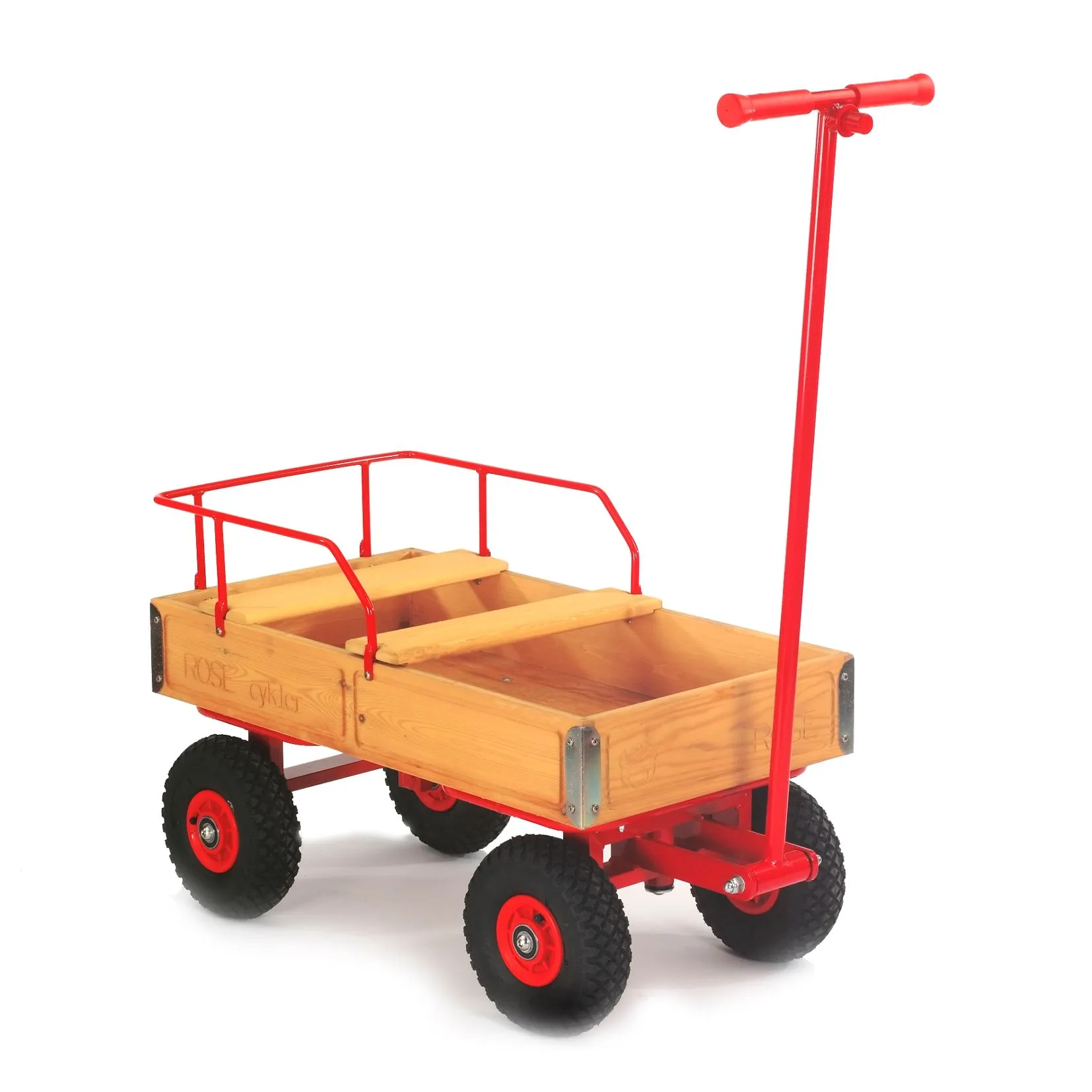 R6091_1 Wagen mit 2 Sitzplätzen und Ballonreifen | ROSE Bollerwagen