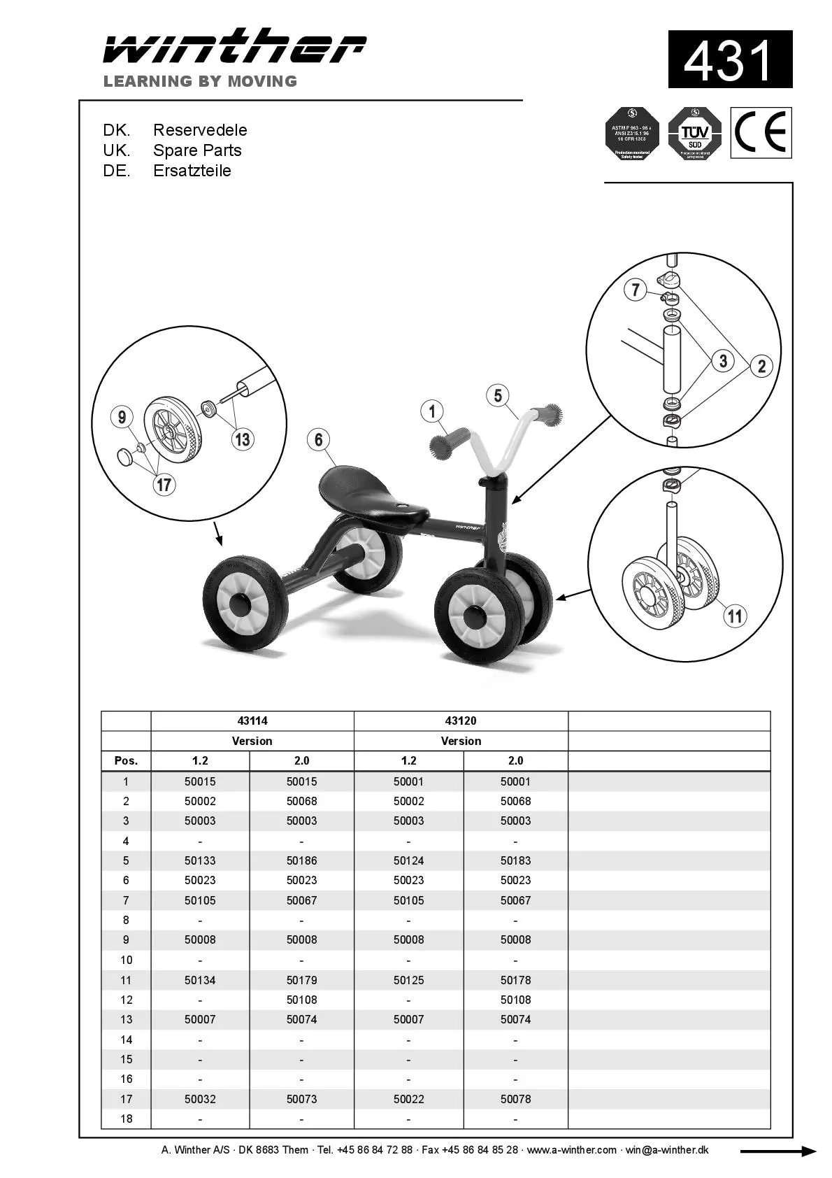 8600431-002 MINI Rutschdreirad | Winther Rutschdreirad