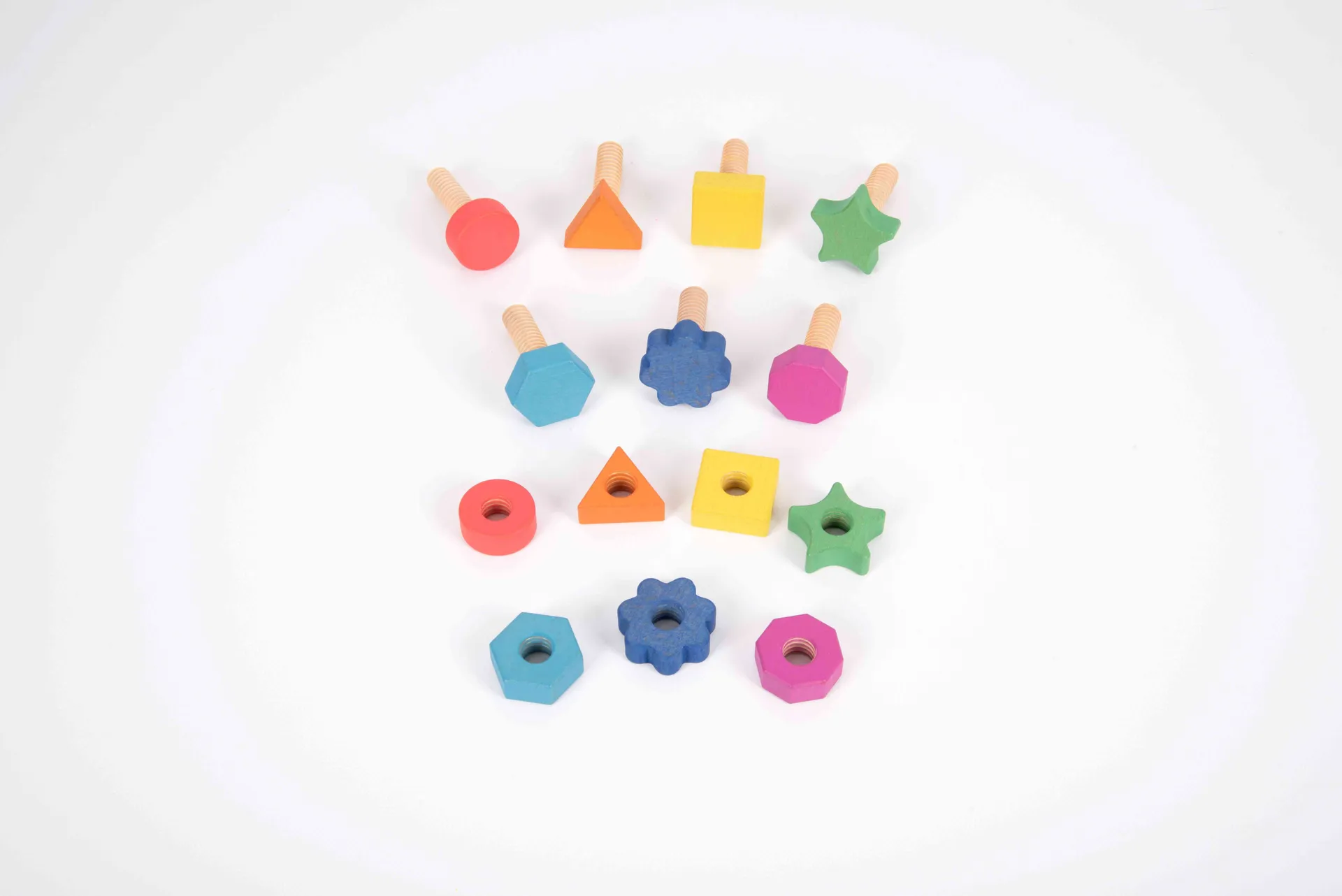 Regenbogen Holzmuttern & Schrauben 2er Set | Schraubenspiel | Dragon Toys_35150-2_